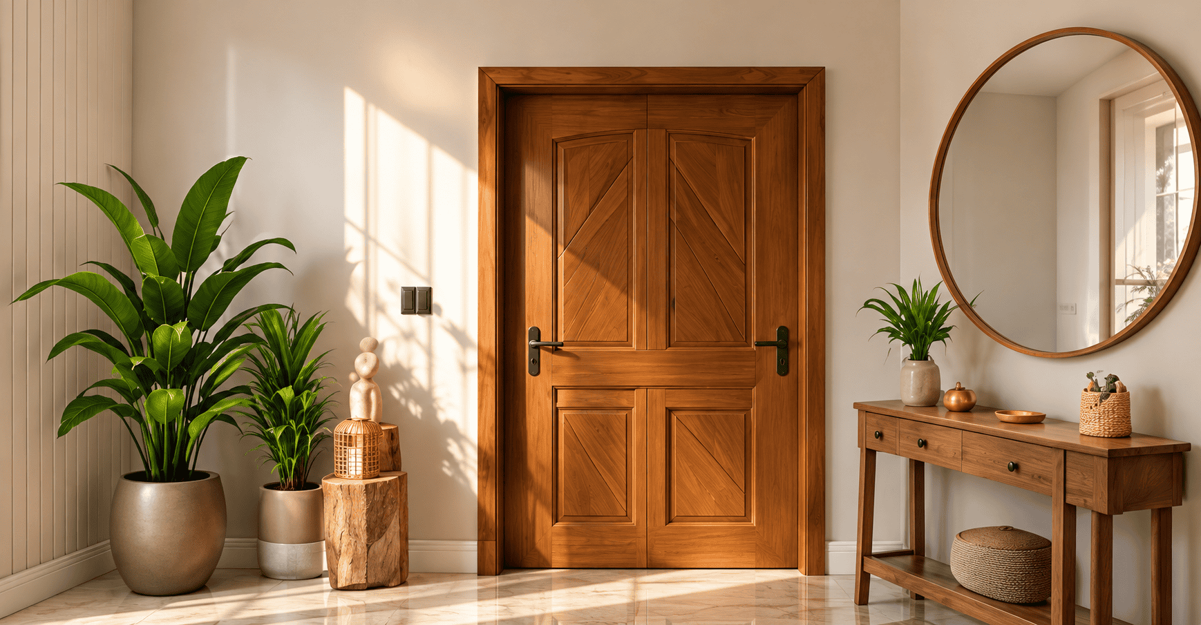 Wooden door in a modern interior